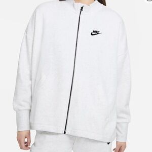 NWT Nike Sportswear Essential Women  Gray  XXL Oversized Fleece Full Zip